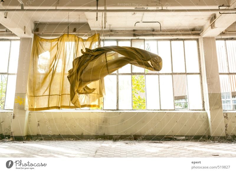Dance Gone with the Wind Industrial plant Factory Ruin Window Drape Curtain Hover Judder Blown away Back draft Movement To fall Flying Free Ease Transience