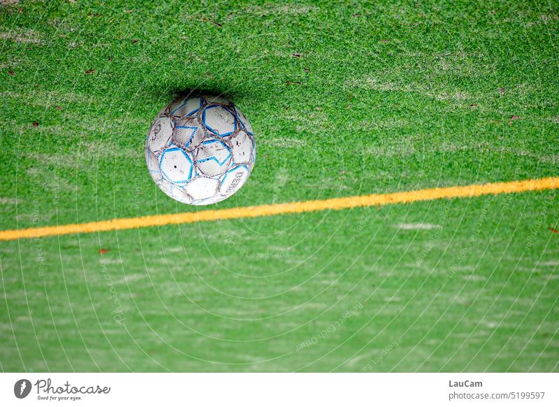 The soccer world is upside down Foot ball Ball Football pitch Stadium Lawn lawn lines mark Marker line Ball sports Sporting Complex Green Sports Sporting event
