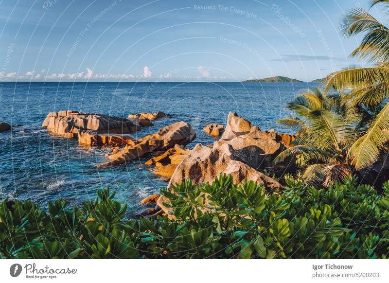 La Digue island holiday landscape. Exotic paradise nature beach of Seychelles vacation tropical sunset la digue beautiful seychelles water holidays summer ocean