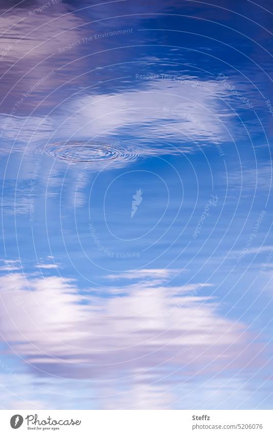 Sky, water and a mysterious whirlpool Water Sky blue celestial sign Signs in the sky whirlpools circles sighting Hollow Phenomenon Clouds in the sky Blue Lake