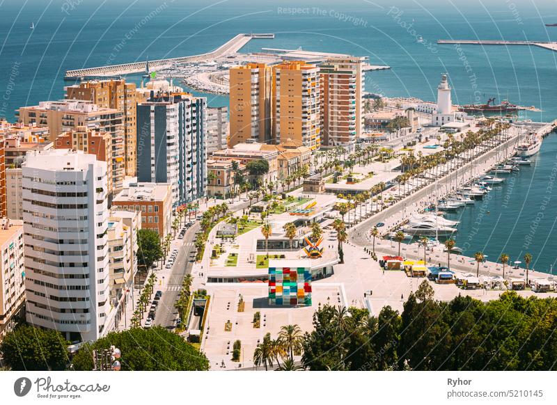 Malaga, Spain. District. Multi-storey residential house in Malaga Spain outdoor urban view europe city lighthouse building Costa del Sol town mediterranean