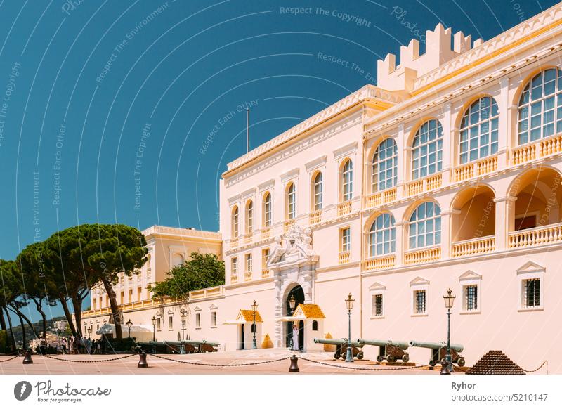 Monte-Carlo, Monaco. Royal palace, residence of Prince of Monaco town tourism sky city outdoor honor guard famous standing summer prince official attraction