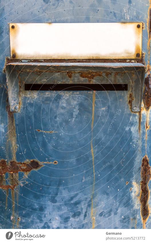 Old mail box antique background blue communication concept copy-space correspondence delivery emptiness empty envelope front iron letter letterbox loneliness
