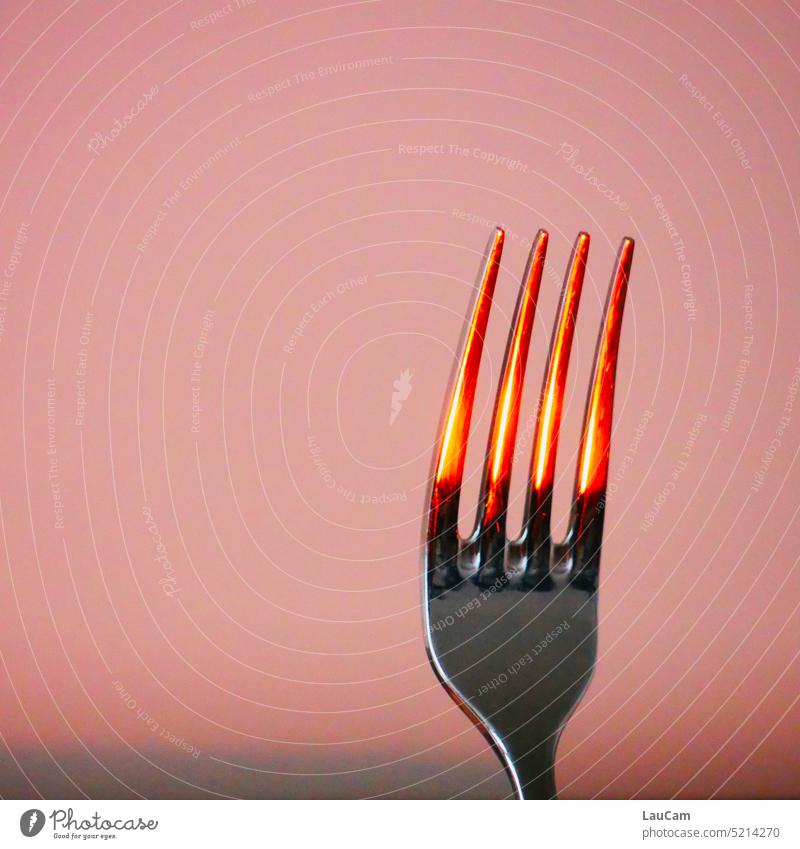 ravenous appetite - the fork is already glowing Fork Cutlery hunger starvation Eating Meal Nutrition Restaurant Dinner Lunch Breakfast Appetite recipe boil
