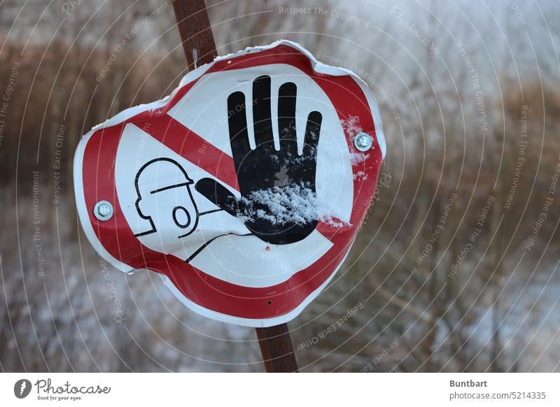 STOP Stop sign Signs and labeling Warning sign Hand Road sign Prohibition sign Winter Snow Red White Hold No trespassing peril Signage Bans Warning label Safety