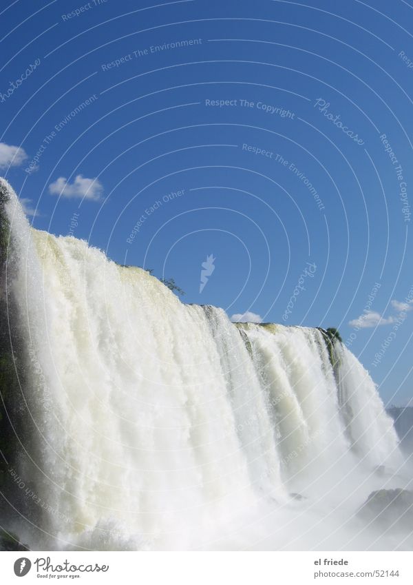 White-Blue Iguazu Falls Torrents of water Brazil Argentina Vacation & Travel Swimming & Bathing Wet Rainbow Peace Loud Ear-piercing Waterfall Sky Freedom Nature