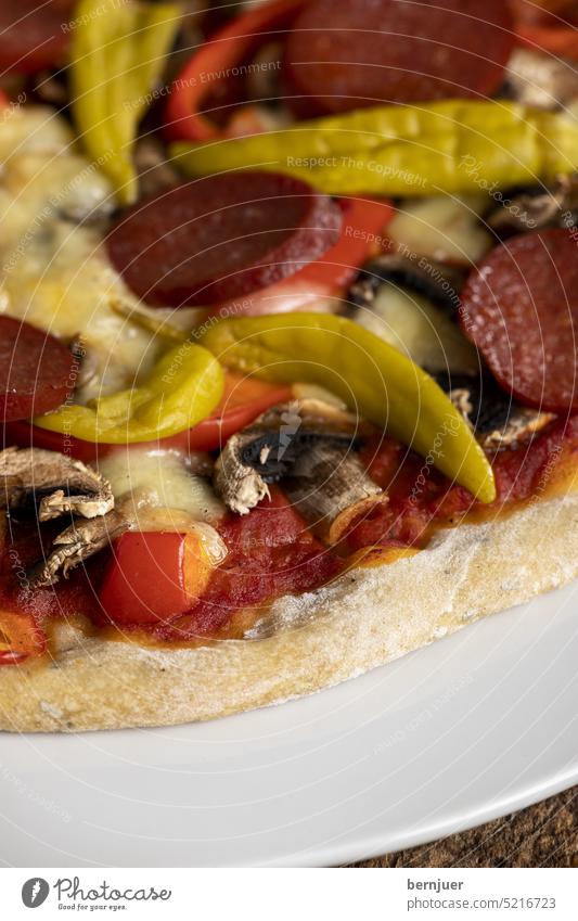 Mushroom pizza Pizza Raw supervision Meal Crust Eating Dinner Italian homemade Italy Top Vegetable Tomato Snack background Mozzarella Slice Cheese sauce served