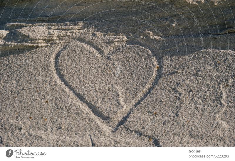 Relief in the shape of a heart drawn in the sand Heart Painted Sand duene Love Romance Infatuation Emotions Sincere Heart-shaped Declaration of love