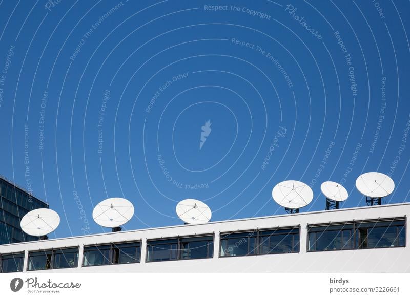 many satellite dishes on a flat roof Satellite dishes Satellite reception Flat roof Data transfer Alignment Satellite technology Satellite signal Many