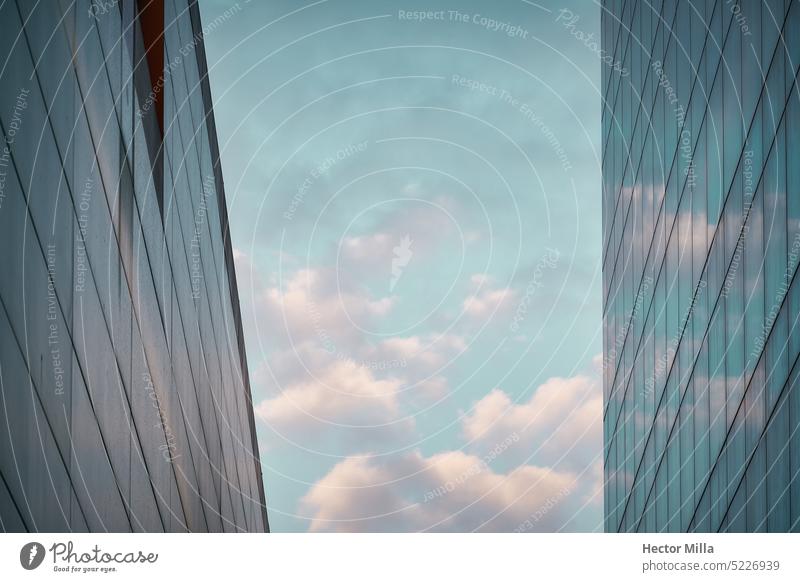 Architecture at blue hour in the city with the sky as the protagonist, modern business and office architecture architectural photography urban Abstract