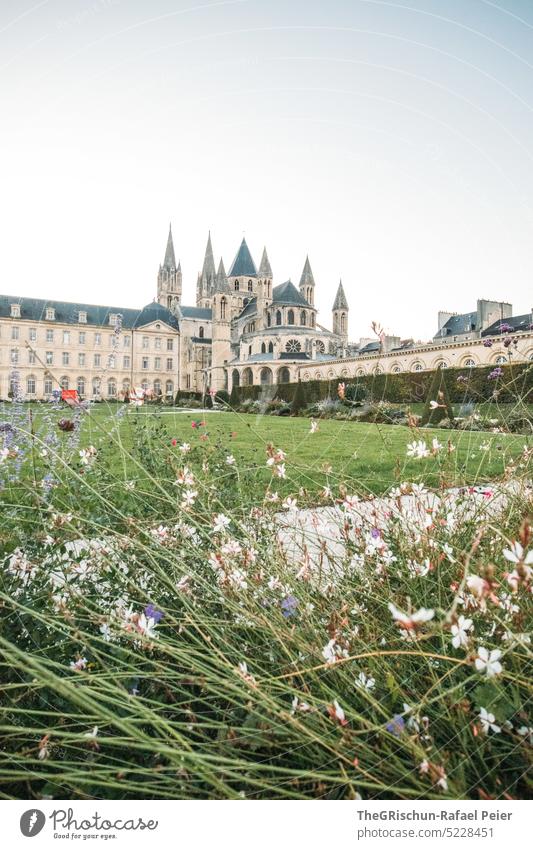 Church with grass in foreground - CAEN - France caen Town Landmark Architecture Tourist Attraction Tourism Exterior shot Vacation & Travel Downtown