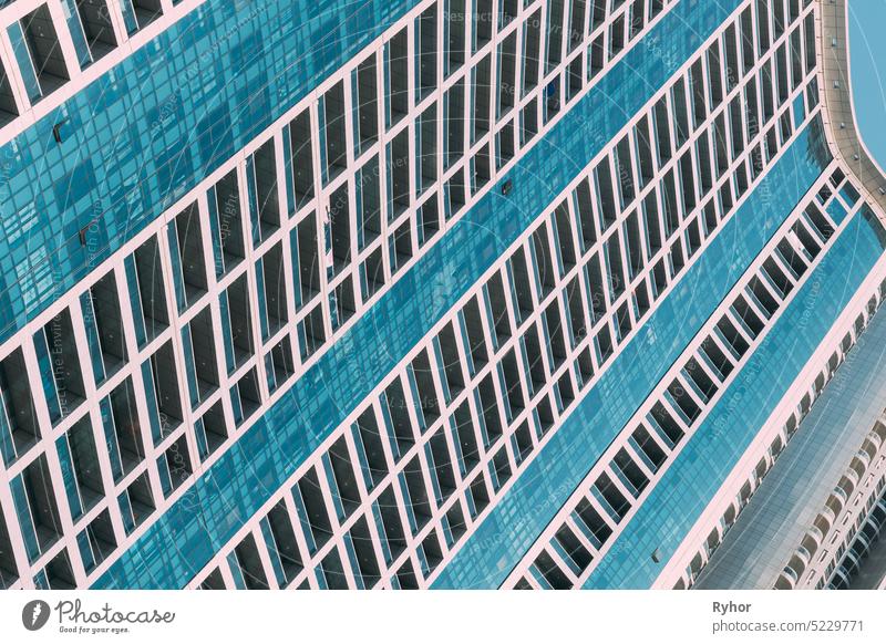 Wall With A Balcony Of New Empty Modern Multi-storey Residential Building House In Residential Area. Background. Detail architecture city building industry