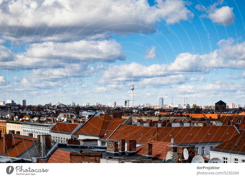 View over Neukölln with roofs and television tower I Deserted Copy Space middle Structures and shapes Copy Space top Pattern Abstract Contrast Exterior shot