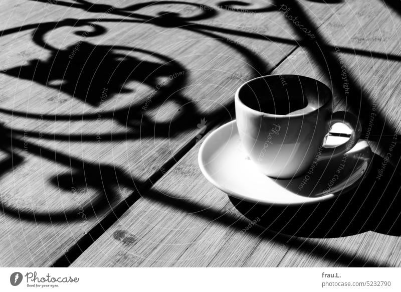 espresso espresso cup Coffee Coffee break Coffee cup Table Café Bistro Shadow Ornament Banister Sidewalk café