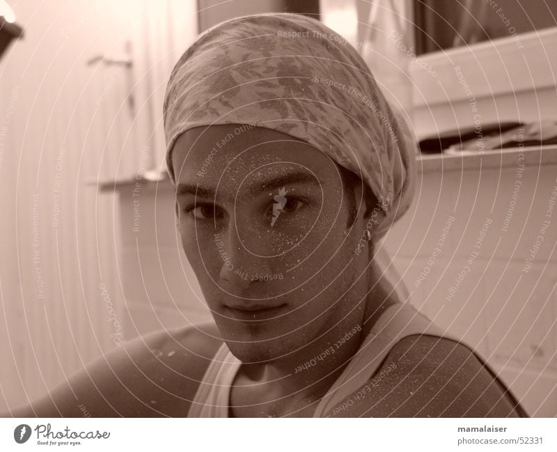 MALERMEISTER Man Portrait photograph Painting (action, work) Inject Face shroud Sepia