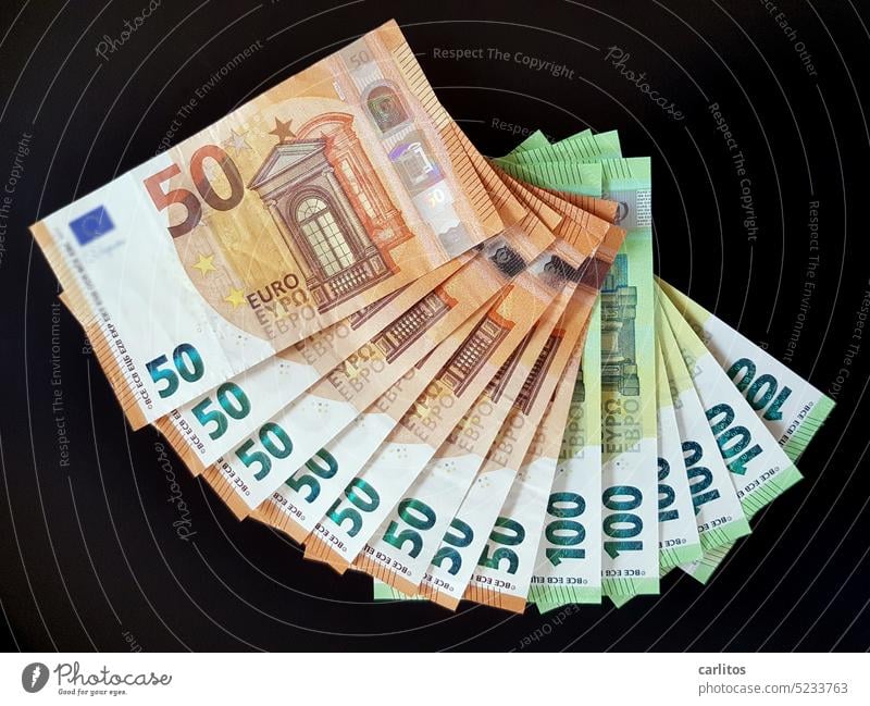 Everything revolves around money ...... 50 100 Euro Notes Bank note Money assets household money Loose change Paying Income Luxury Financial Industry finance