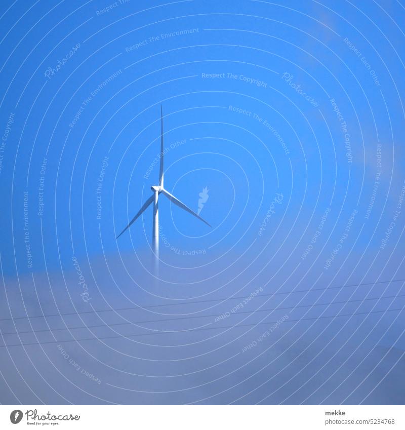 Wind power even above the clouds wind power wind farm Pinwheel Mountain Clouds Energy crisis Electricity Alternative Save energy eco-power stream Renewable