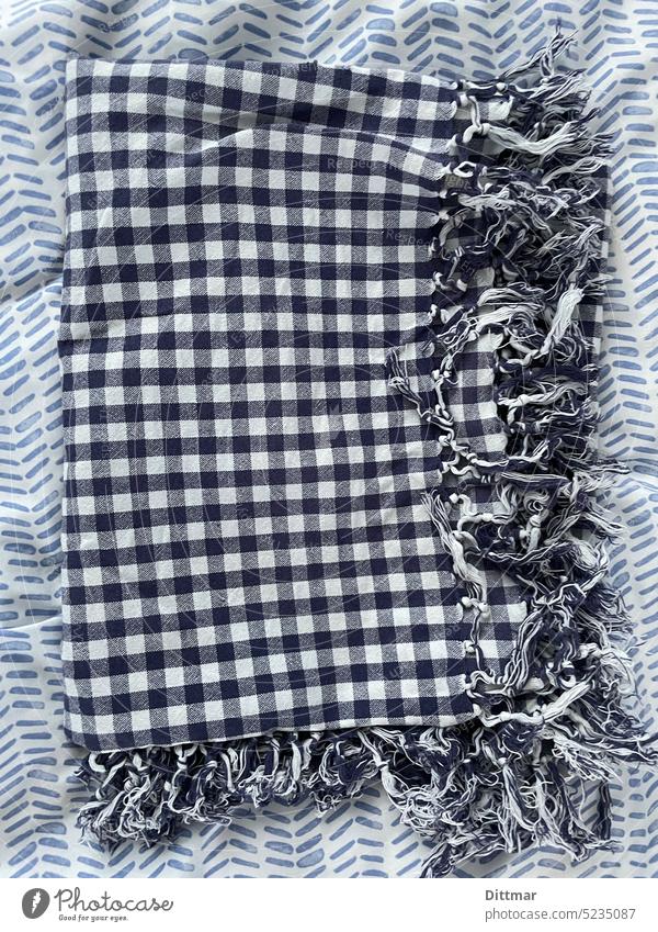 Checkered table cloth on striped duvet checkered contrast