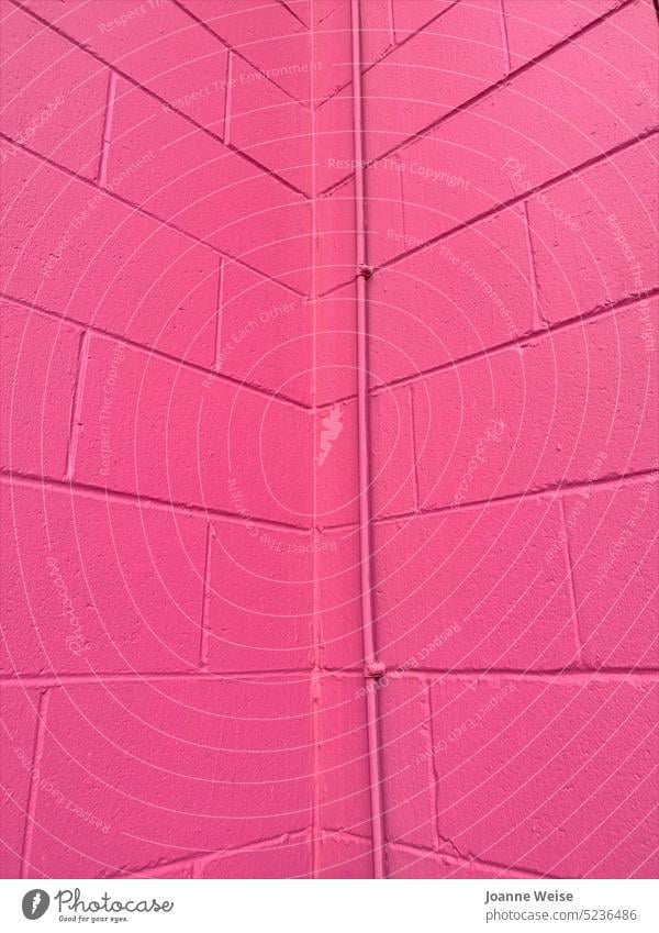 Pink walls with metal pipe pink wall pink walls bright pink Walls go up Corner Colour Monochrome Pattern Bright Colours colorful background bricks Brick wall