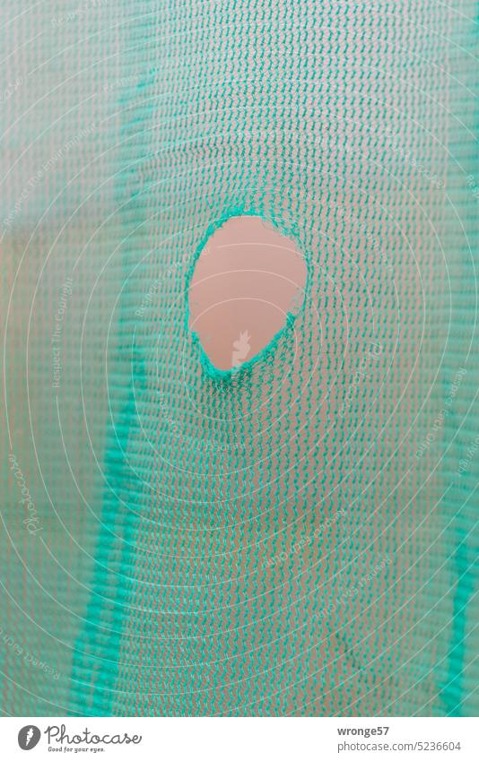Even holes do not last forever | this one does topic day Net Exterior shot Colour photo Close-up Day Deserted Side protection net Safety Construction site