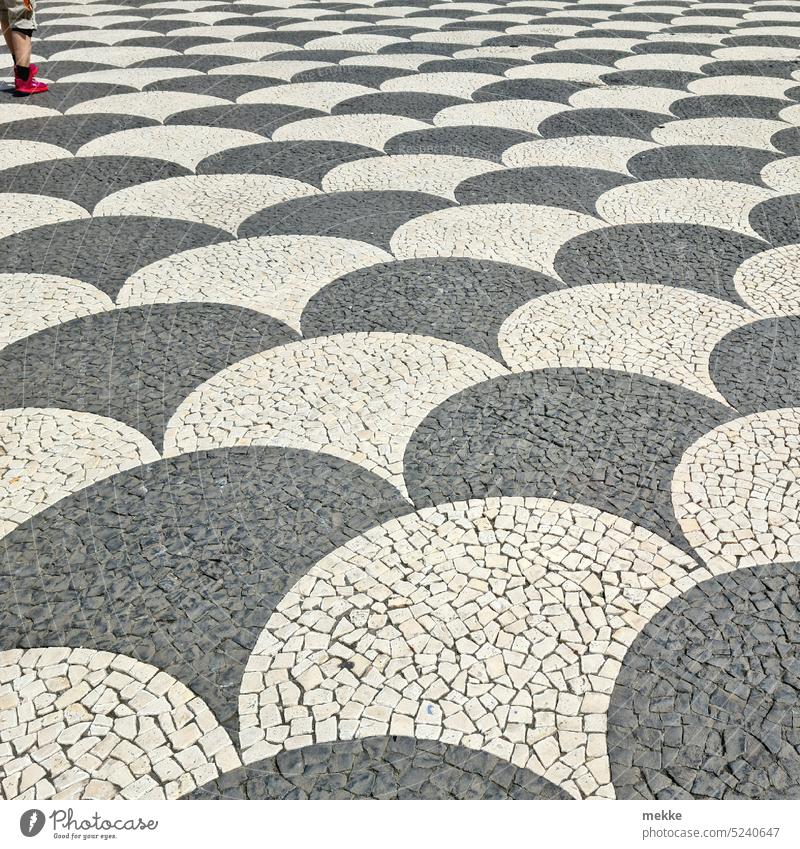Image interference | Top left Places Pattern Mosaic Paving stone Marketplace off Structures and shapes Madeira Pavement Street Sidewalk Cobblestones Decoration