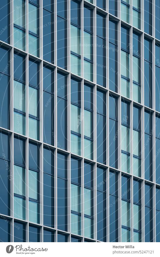 Geometric structures in modern and contemporary architecture at the blue hour in the city Architecture Office Exterior windows Business City Downtown