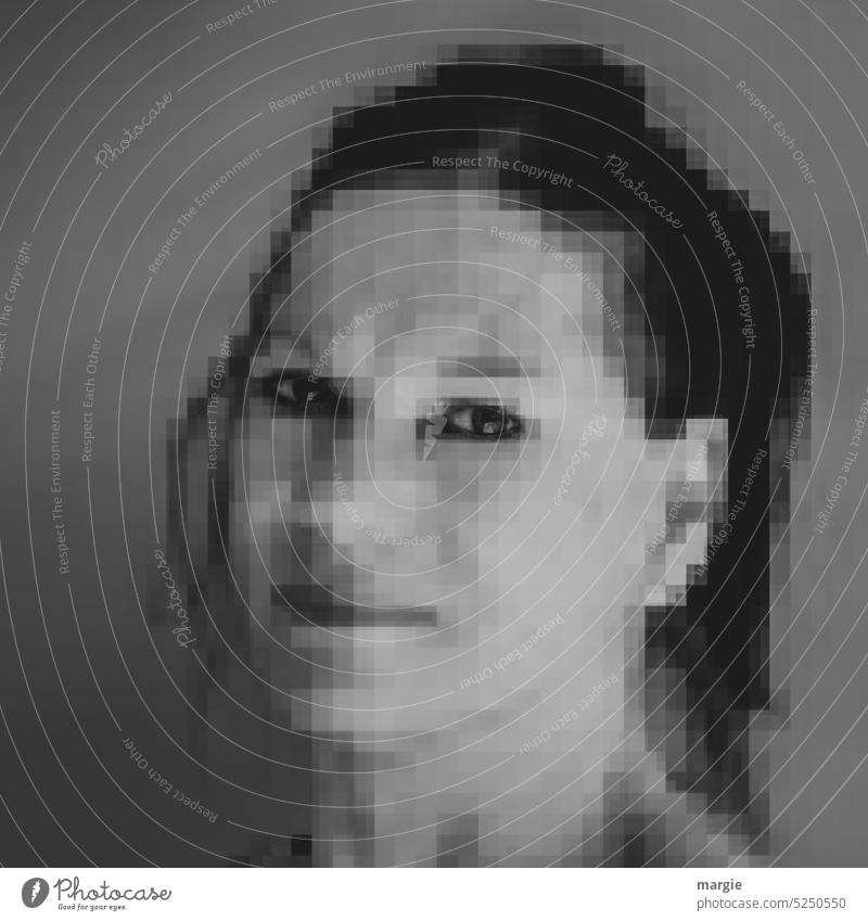 Image glitch | natural woman blurred pixelated Woman portrait Face Human being Adults Feminine Head Youth (Young adults) Eyes Looking into the camera Nose