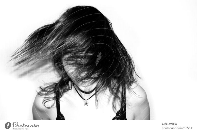 Headwind #3 Woman Black White Human being Shake Action Portrait photograph Hair and hairstyles Face Black & white photo Shadow human shade Wind Movement Joy