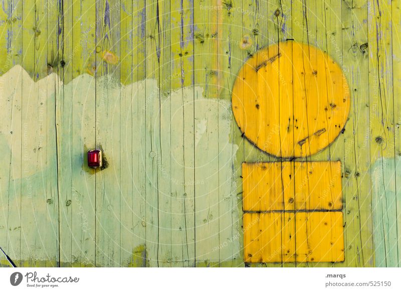 Boarded Lifestyle Style Wall (barrier) Wall (building) Wood Line Beautiful Yellow Green Colour Wooden wall Symbols and metaphors Circle Colour photo