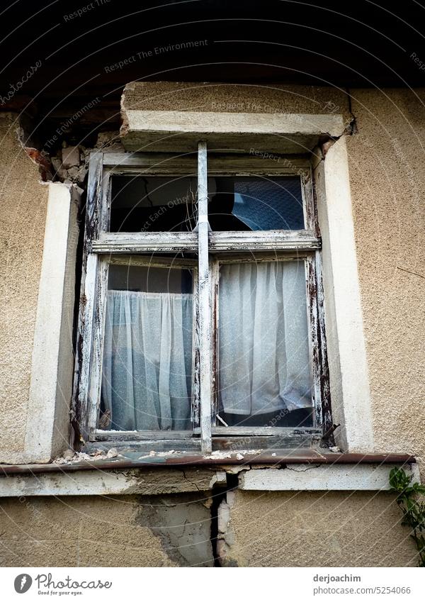 An old window from the outside that is already a bit outdated. Window Old Building Loneliness Derelict Colour Plaster Sadness Broken Shabby