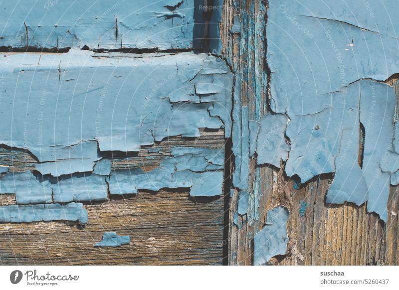Flaking paint Old door Wooden door dilapidated flaking Colour Paintwork Blue Varnish Structures and shapes Detail Decline Transience Broken Change