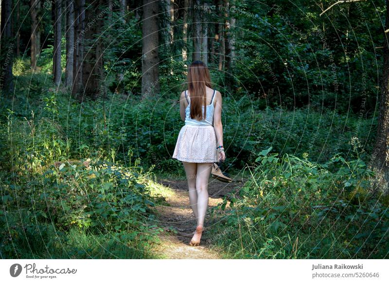 young woman on barefoot path Spring Summer Uniqueness Authentic Serene Lifestyle closeness to nature Esthetic naturally Day 18 - 30 years Young woman