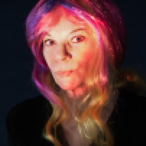 Woman face with colorful hair pixelated human face portrait feminine Expression variegated red mouth pretty pixels pixelart Face of a woman portrait of a woman