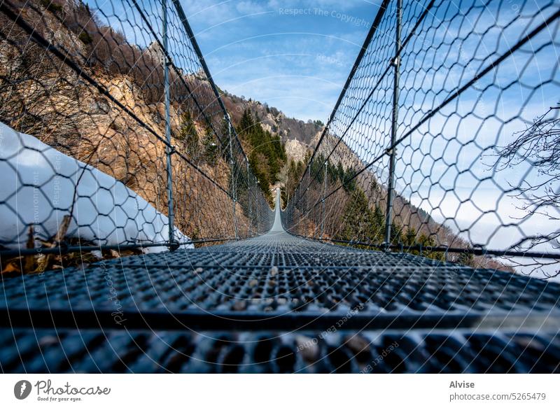 2023 02 18 Campogrosso steel bridge 1 alpine travel alps outdoor mountain landscape europe tourism nature blue forest suspension scenic beautiful view green