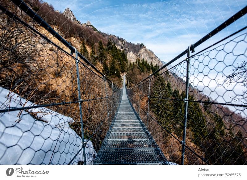 2023 02 18 Campogrosso steel bridge alpine travel alps outdoor mountain landscape europe tourism nature blue forest suspension scenic beautiful view green