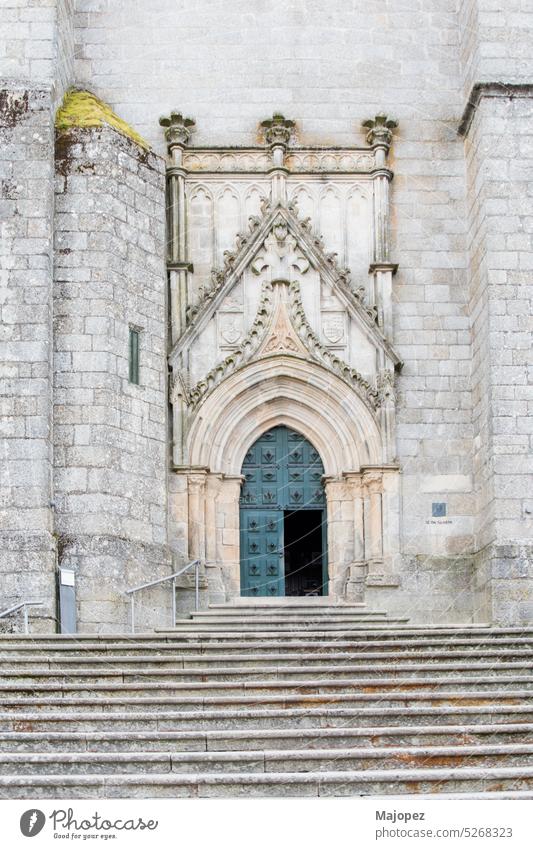 Main entrance to Guarda cathedral, in Portugal christian historical heritage exterior ancient architecture beautiful building catholic christianity church city