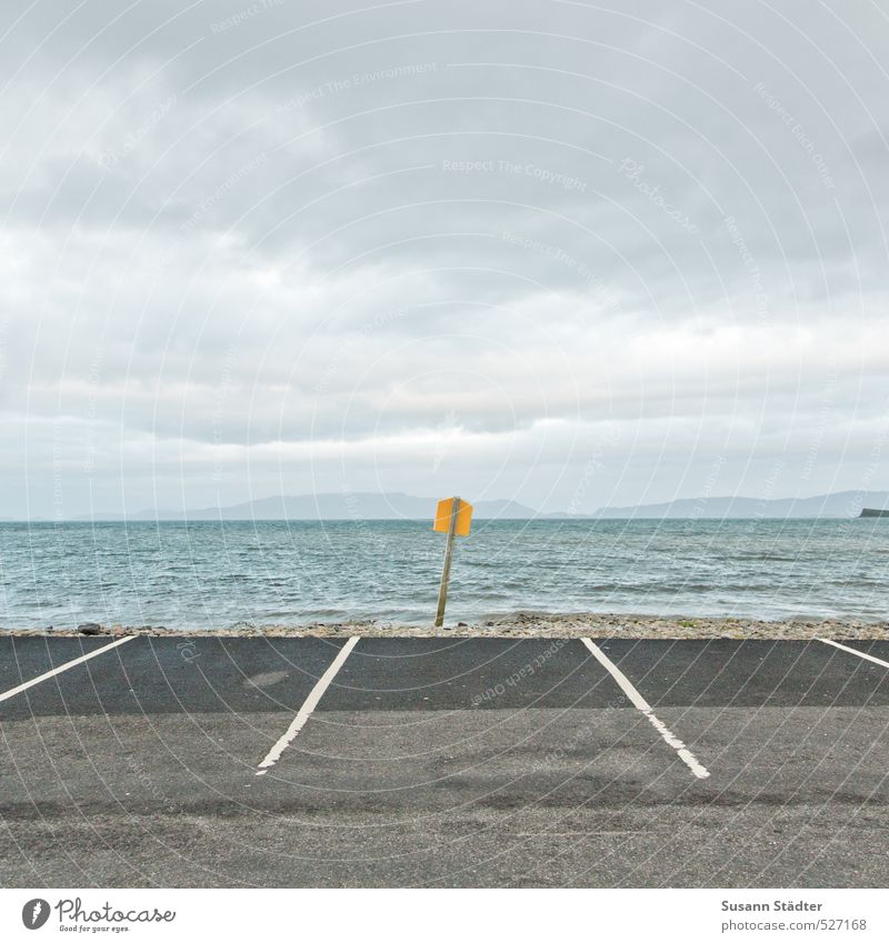 parking with view Parking lot Vantage point Ocean Parking space mark Seashore Ireland Signs and labeling Waves