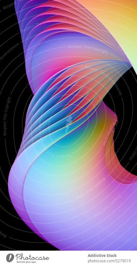 Abstract background with neon colored twist spectrum multicolored colorful abstract minimal geometry vibrant simple rainbow vivid design bright shape swirl