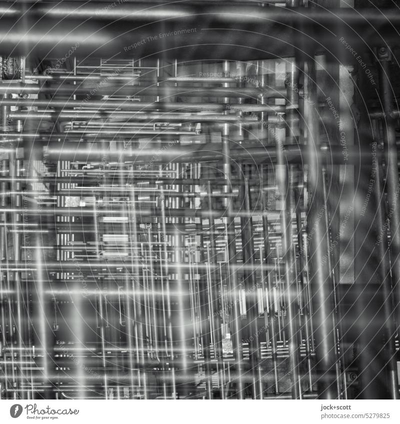 Collection, metal, grid in square Grid Structures and shapes Abstract Metal Detail Monochrome Shopping Trolley Double exposure Experimental Reaction Illusion