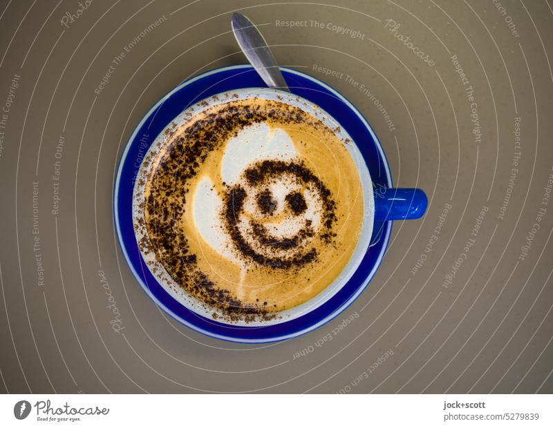 Good mood coffee Smiley Coffee cup Lifestyle Artistic Delicious Beverage Hot drink Cup Coffee break barista To enjoy Anticipation latte Aromatic artistic