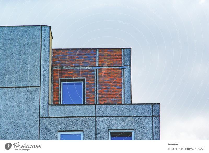 construction House (Residential Structure) Facade Window White Corner Red Brick construction Gray Line Architecture Building Horizontal Vertical