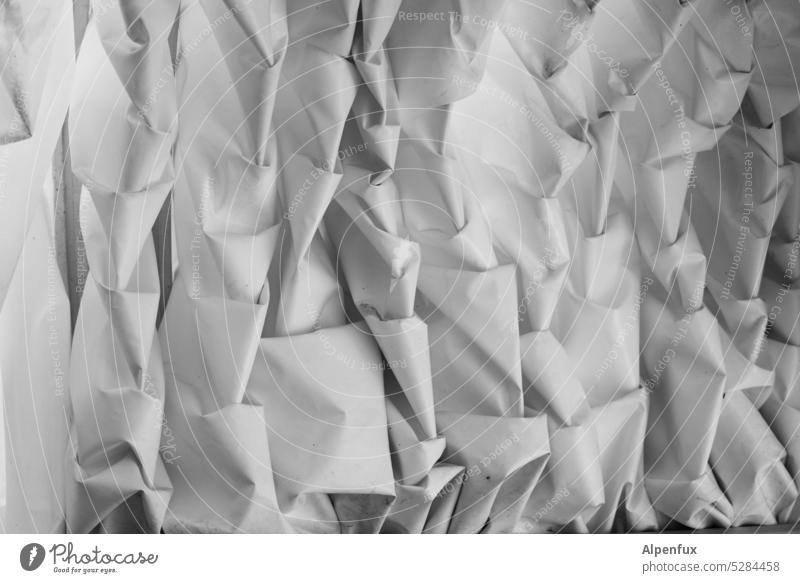 MainFux | unironed Cloth Gathered White Folds Structures and shapes Detail sun protection Abstract Wrinkles Pattern Screening Decoration Textiles