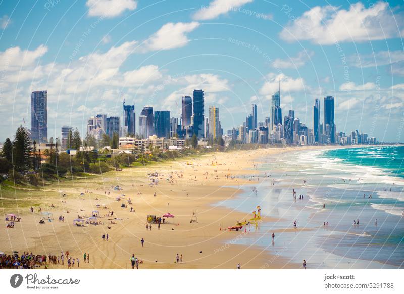 Miami of the south with sandy beach Surfers Paradise Beach Sunlight Vacation & Travel Skyline Pacific beach Panorama (View) Beautiful weather Queensland