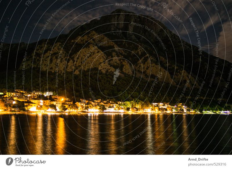 Gradac Well-being Calm Vacation & Travel Tourism Trip Summer vacation Beach Ocean Waves Landscape Water Clouds Stars Hill Rock Mountain Coast Lakeside Bay