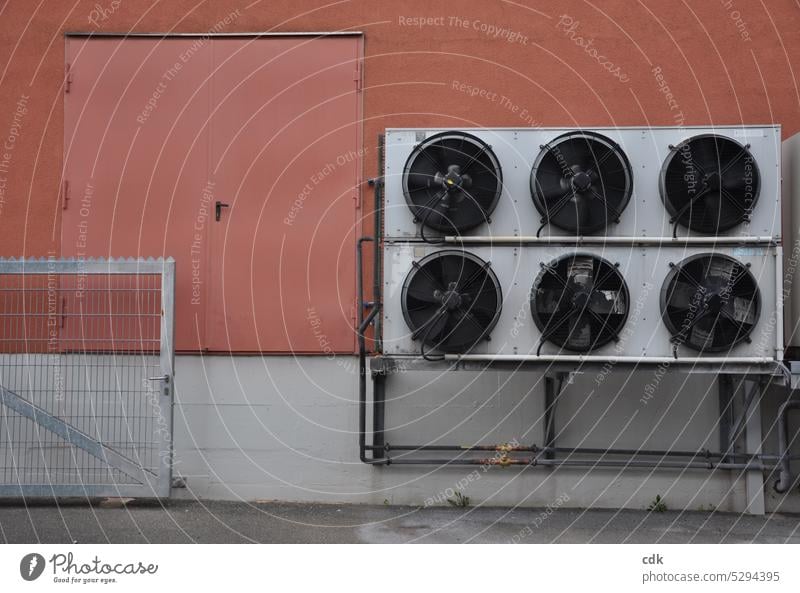Collection | of fans | air conditioning | industry | loading zone Air conditioning Fans plant Building Industry Industrial plant Factory Manmade structures