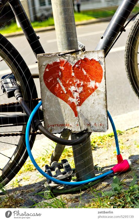 Heart with bicycle lock emotion Spring spring feeling Spring fever sensation Love Declaration of love Relationship symbol Affection Bicycle scuffed jail