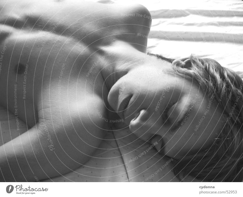 The sleeper Sleep Calm Dream Light Moody Portrait photograph Man Beautiful Black & white photo Relaxation Lie Facial expression Human being Nude photography