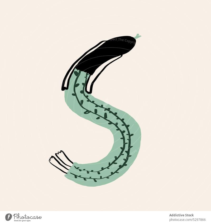 Vector illustration of snake woman in dress infinity sign symbol wriggle vector surreal character long hair liana green element image art creative mystery