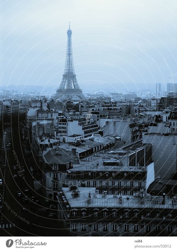 Paris, not Hilton, from the block 2 Eiffel Tower Arc de Triomphe France Town House (Residential Structure) Block Horizon Black Roof Circle Steel Clouds Dreary