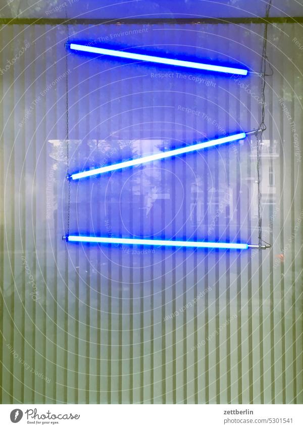 Three neon tubes Architecture Berlin Office city Germany Facade Window Worm's-eye view Building Capital city House (Residential Structure) Sky High-rise